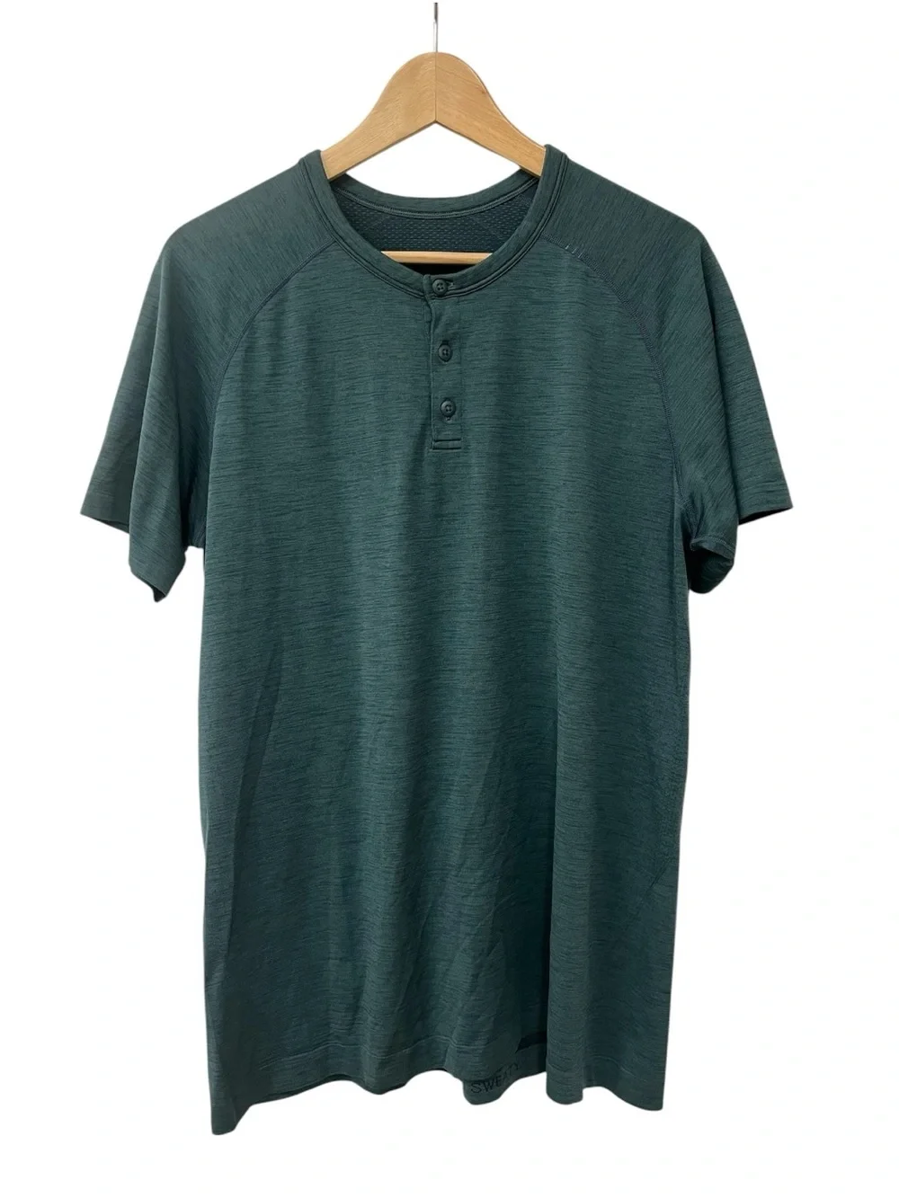 Lululemon Metal Vent Tech Henley Shirt Mens Green Short Sleeve Training L